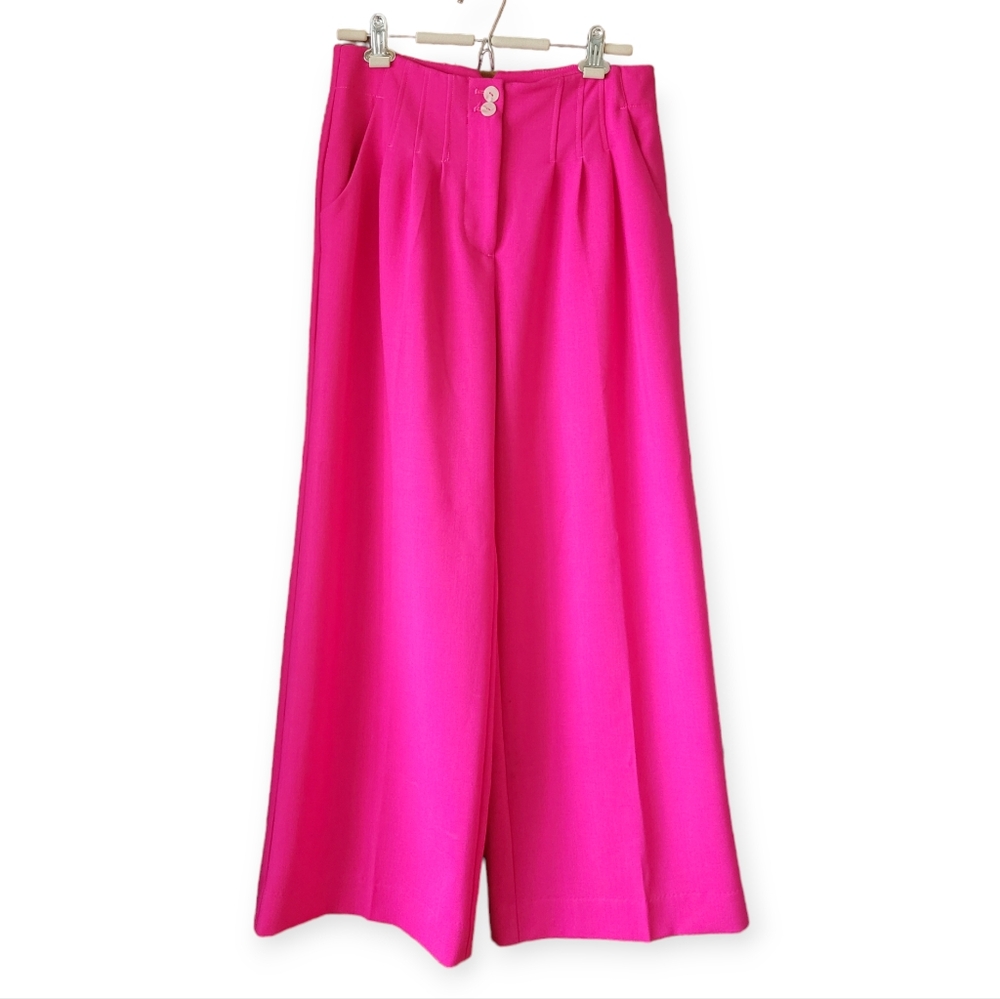 Anthropologie Maeve Wide Leg Pants in Fuchsia Pink size 8